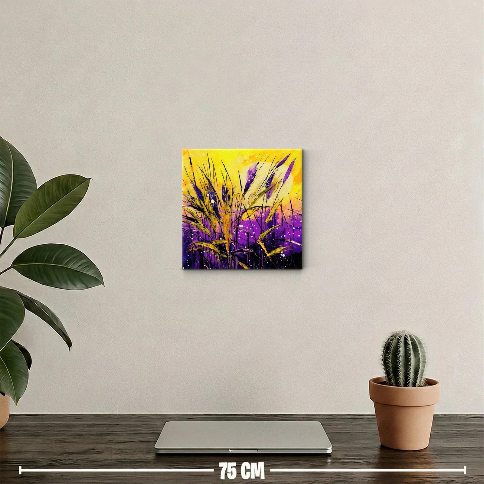 Arte contemporáneo natural con vibrantes tonos morados y amarillos — miniatura 2