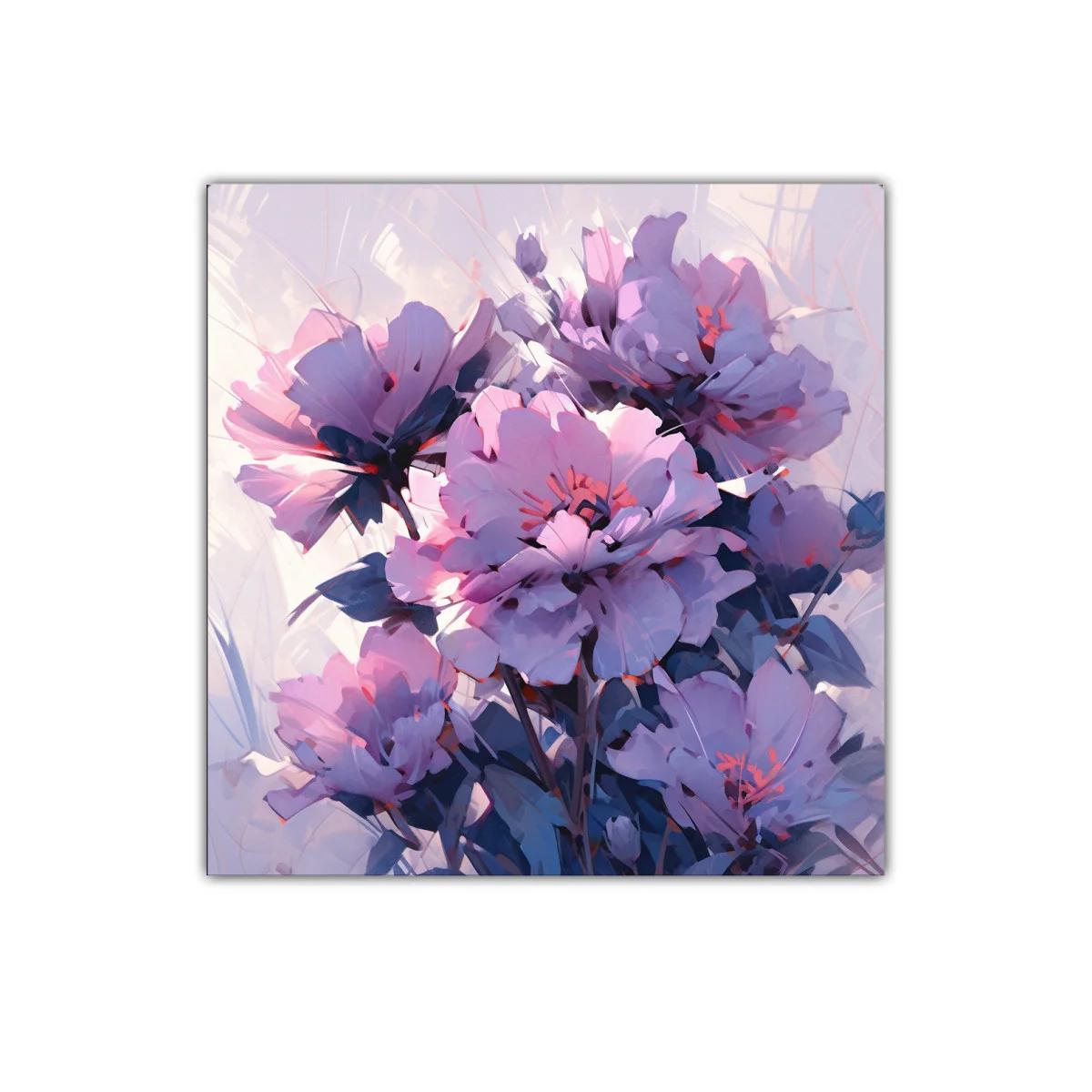 Cuadro decorativo con ramo de flores en tonos lavanda y rosa — imagen principal