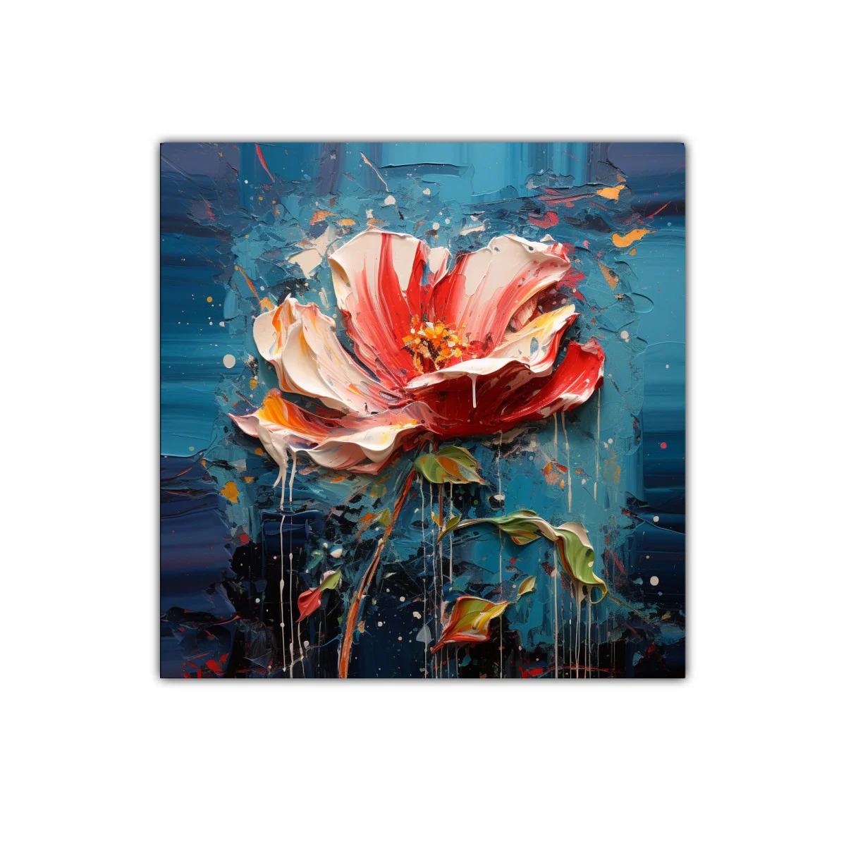Flor vibrante en tonos rojos y azules para decorar
