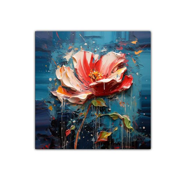 Flor vibrante en tonos rojos y azules para decorar