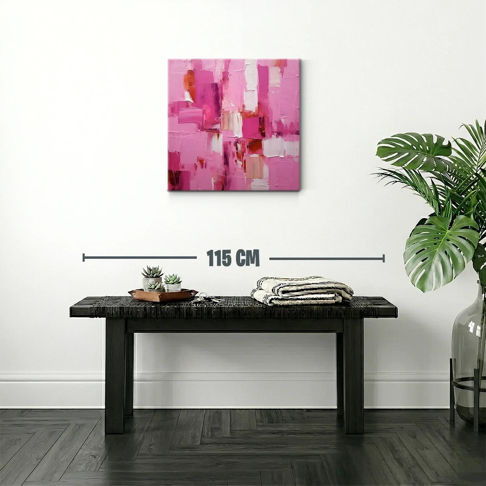 Cuadro abstracto con vibrantes tonos rosas y blancos — miniatura 2