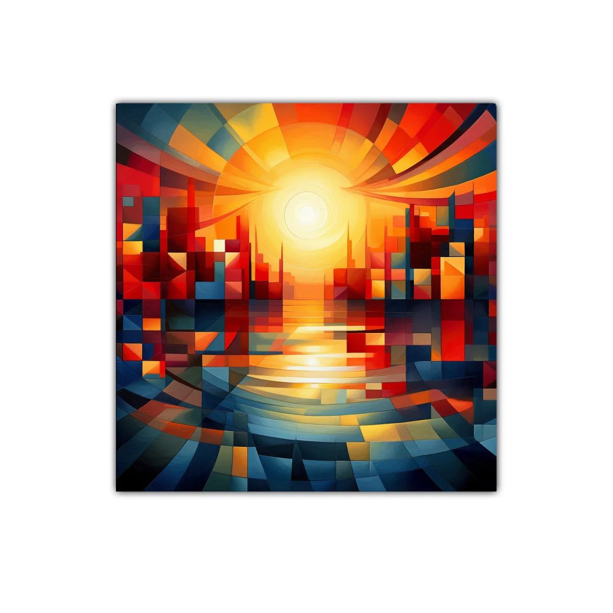 Atardecer abstracto con vibrantes formas geométricas — imagen principal