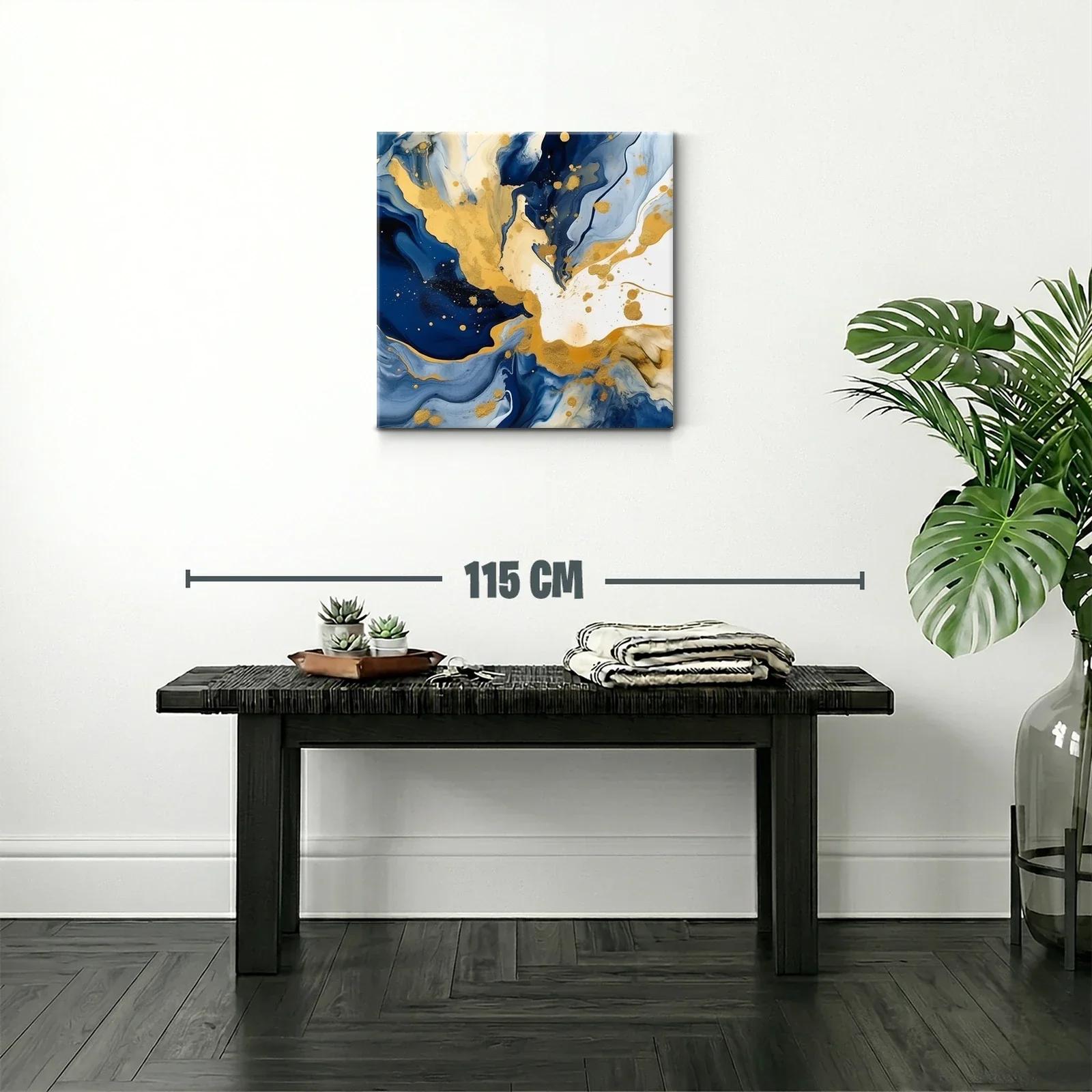 Arte abstracto con tonos dorados y azul profundo — miniatura 2