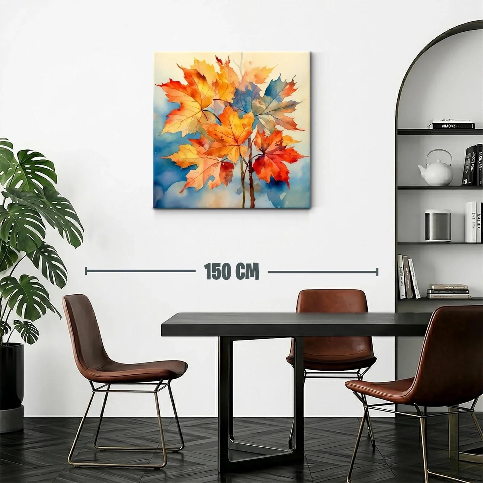 Hojas de otoño con vibrantes tonos cálidos y azules — miniatura 2