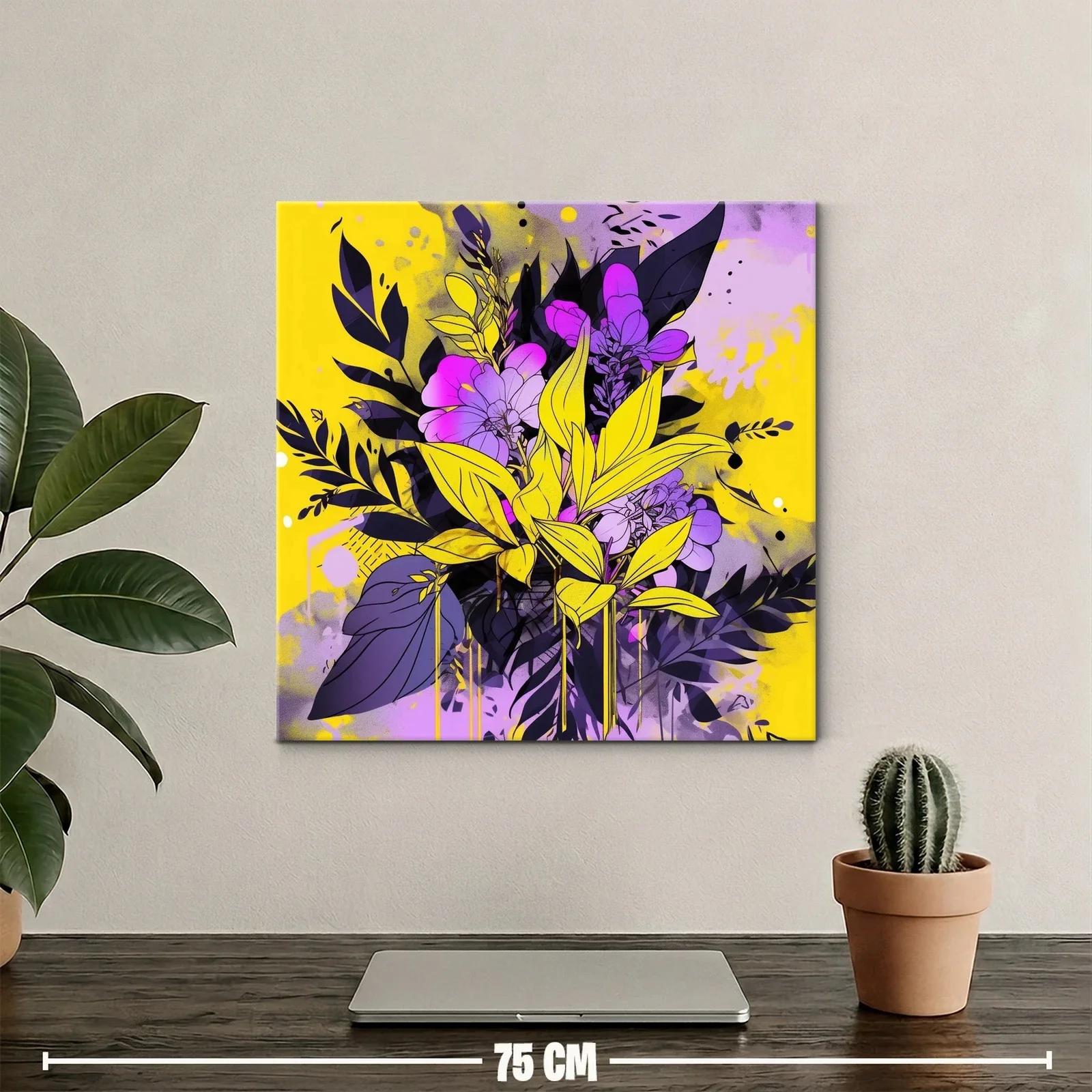 Composición floral vibrante en tonos violetas y amarillos — miniatura 2