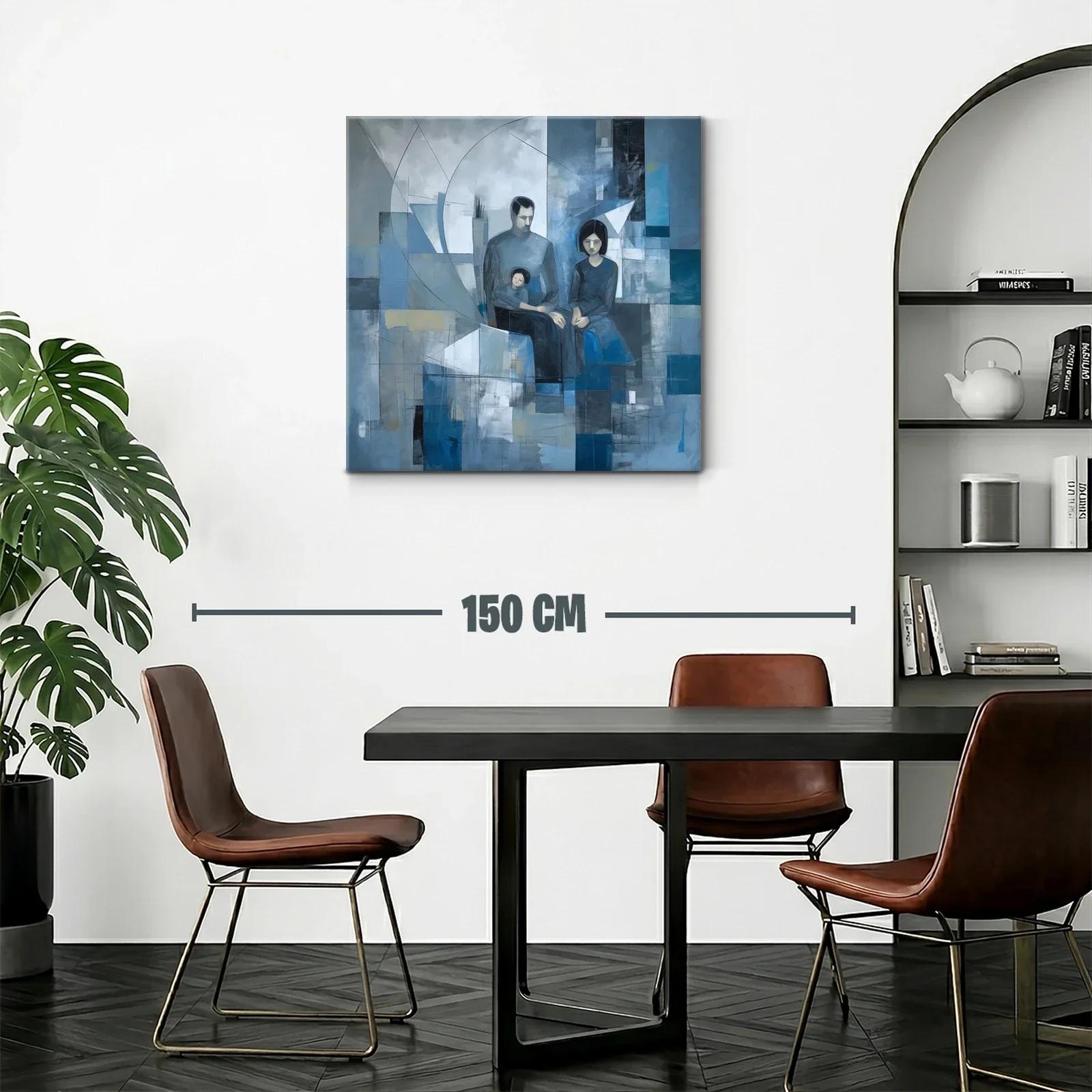 Composición abstracta de familia en tonos fríos y azules — miniatura 2