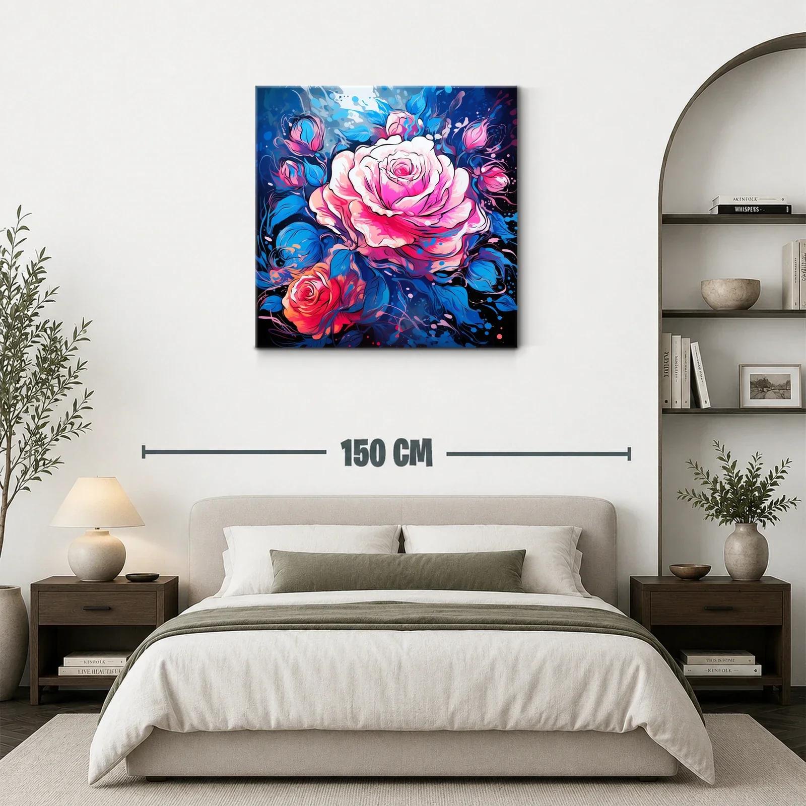 Rosas vibrantes con contrastes de azul intenso y rosa — miniatura 3