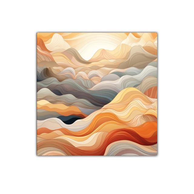 Cuadro decorativo con ondas abstractas en tonos cálidos