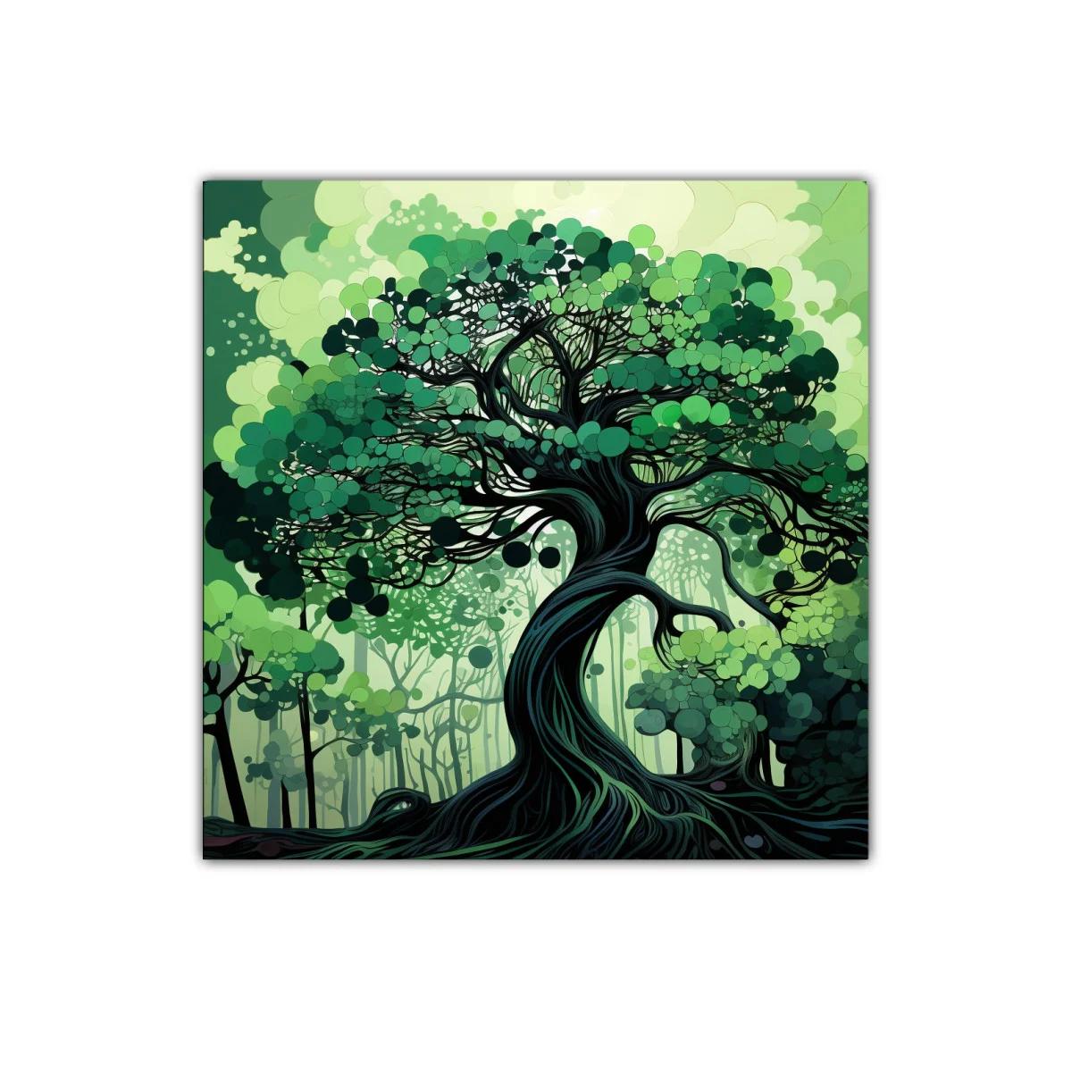 Árbol en Verde con Movimiento y Detalles Abstractos