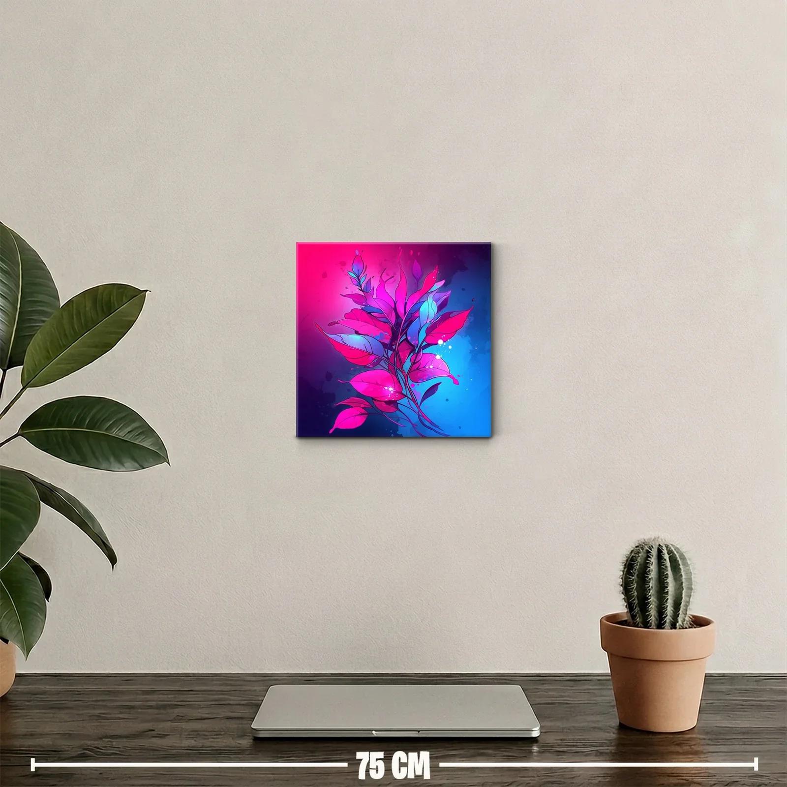 Composición vibrante de hojas en tonos fucsia y azul — miniatura 2
