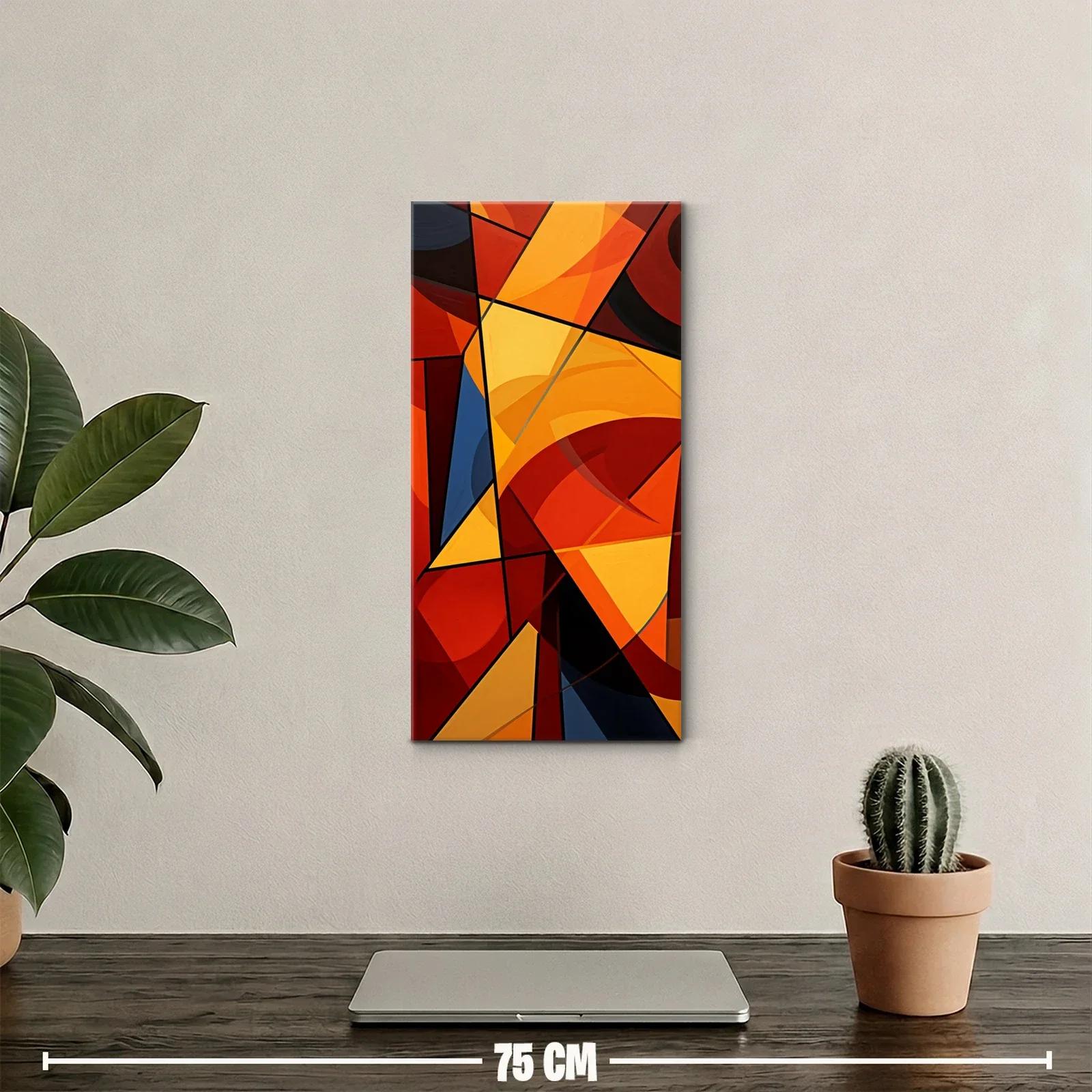 Cuadro composición geométrica abstracta con líneas negras — miniatura 2