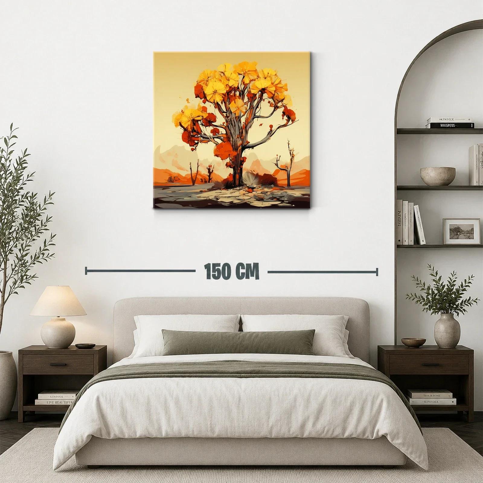 Árbol de tonos cálidos en paisaje abstracto vibrante — miniatura 3