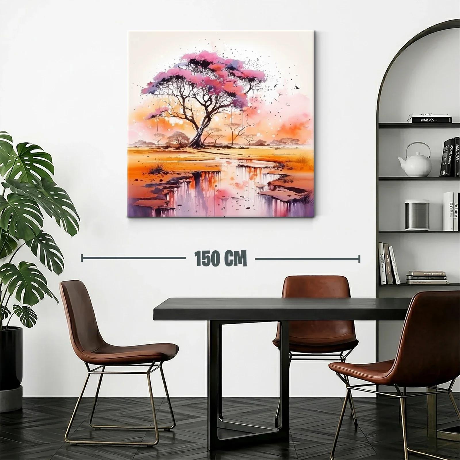 Árbol rosa sobre paisaje reflejado en agua — miniatura 2