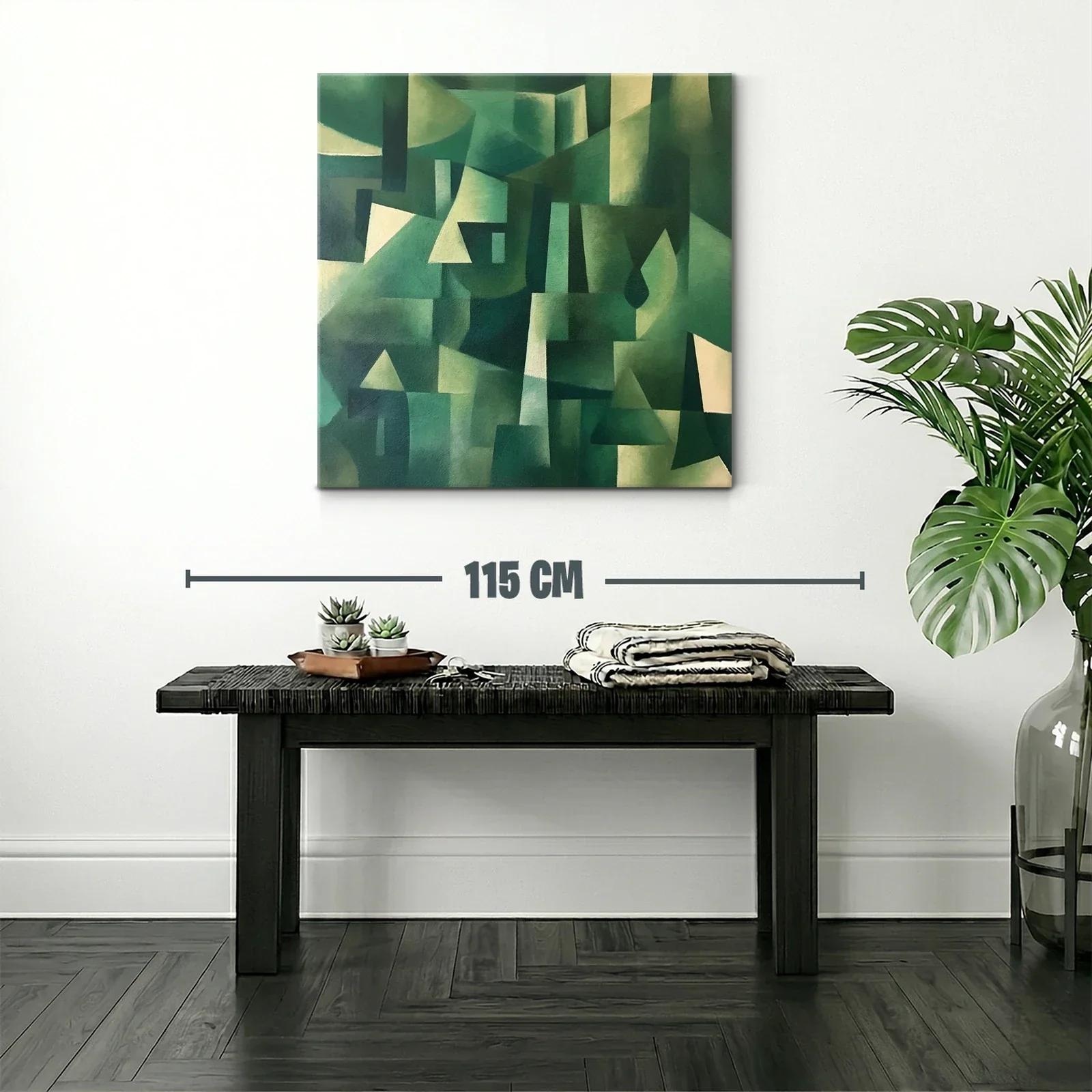 Composición abstracta con tonos verdes y formas geométricas — miniatura 2