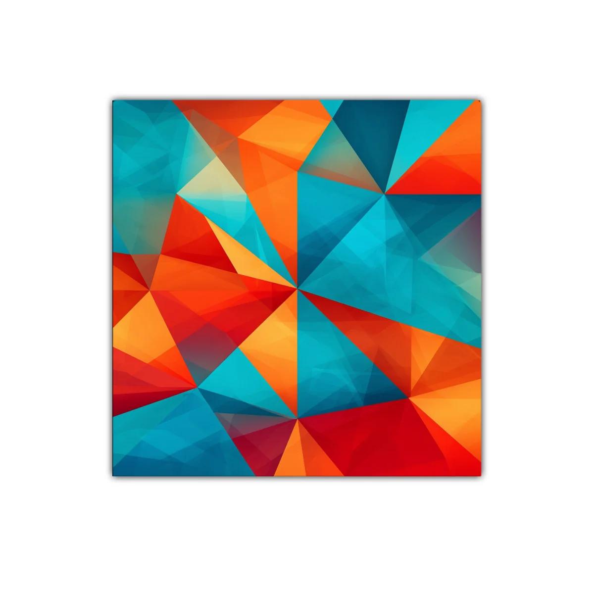Cuadro abstracto con triángulos vibrantes y colores intensos — miniatura 1