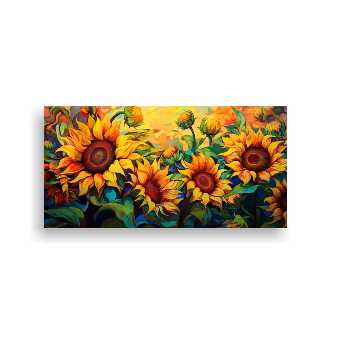 Cuadro girasoles superpuestos con fondo cálido