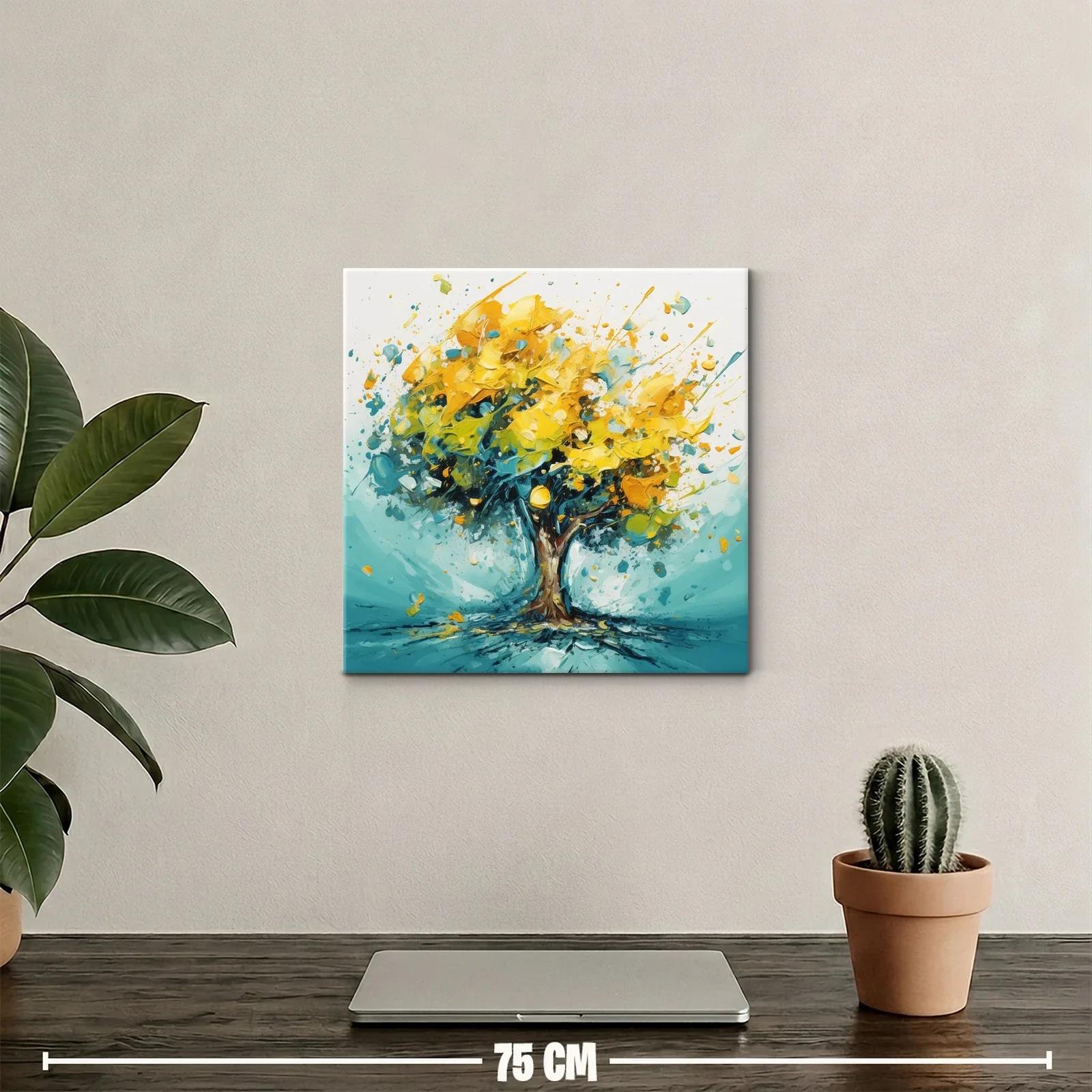 Árbol vibrante en tonos amarillos y azules — miniatura 2
