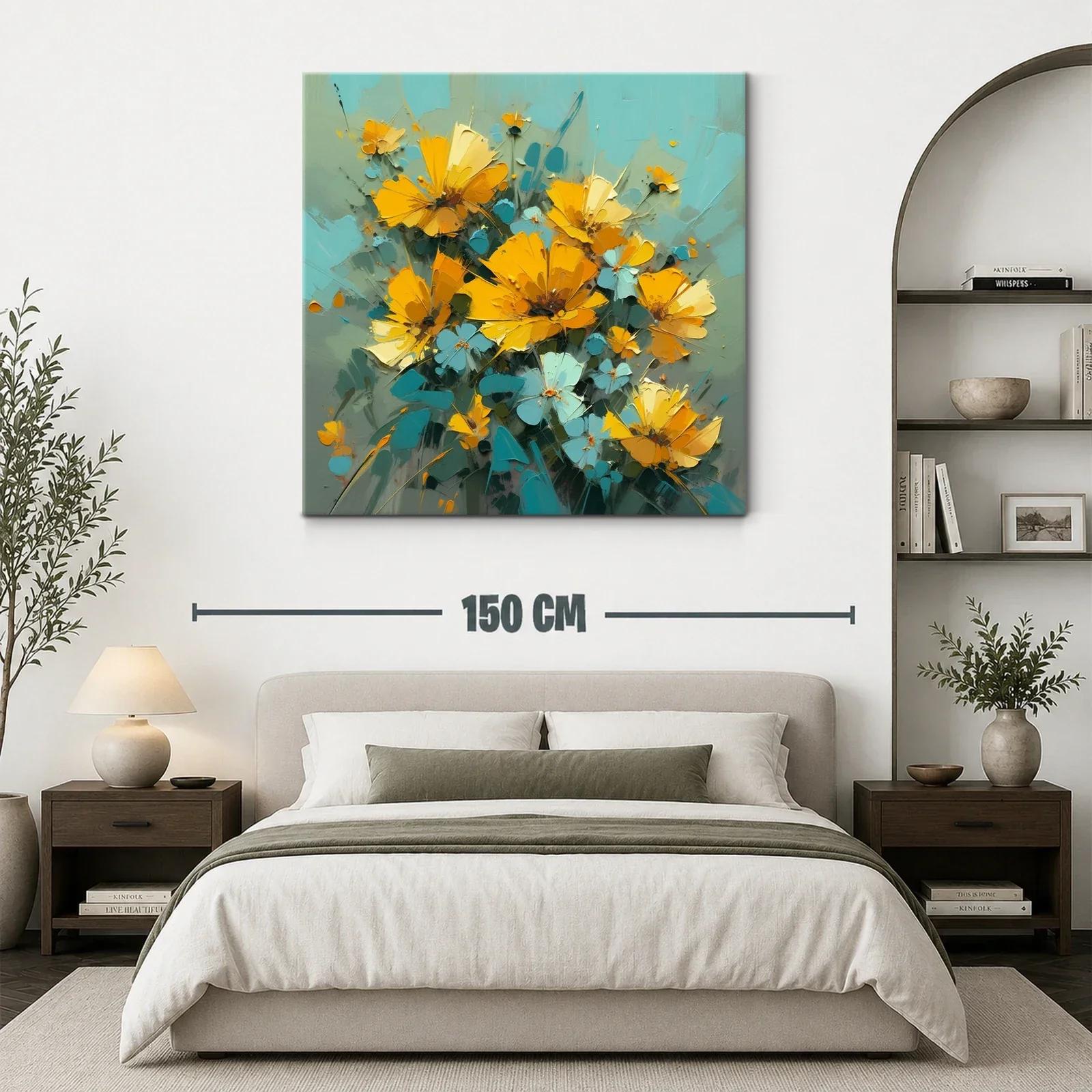 Ramo vibrante de flores amarillas y turquesas — miniatura 3