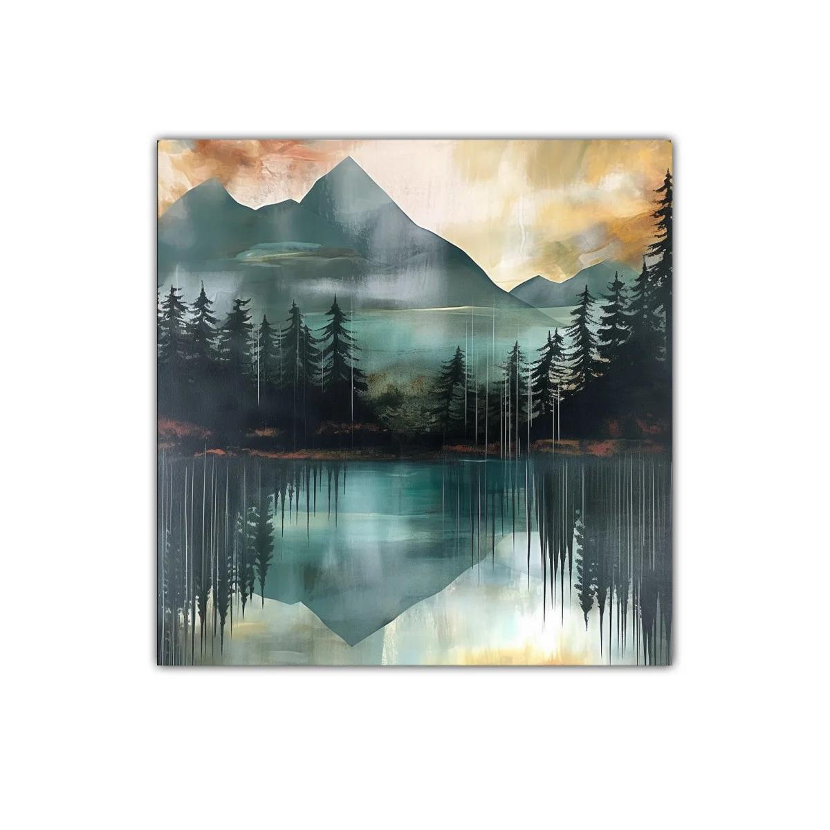 Paisaje sereno con lago reflejando montañas y árboles — imagen principal