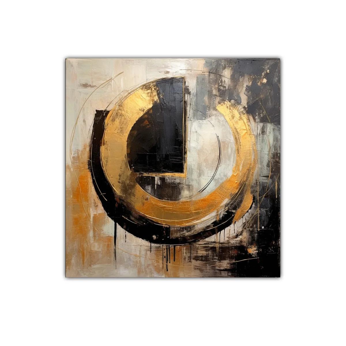 Cuadro abstracto en tonos negro y dorado para decoración moderna