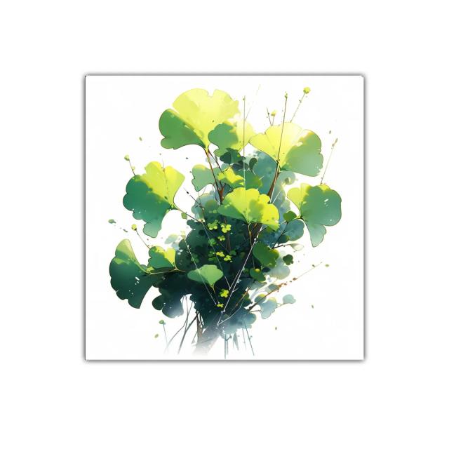 Cuadro decorativo con hojas verdes y detalles sutiles