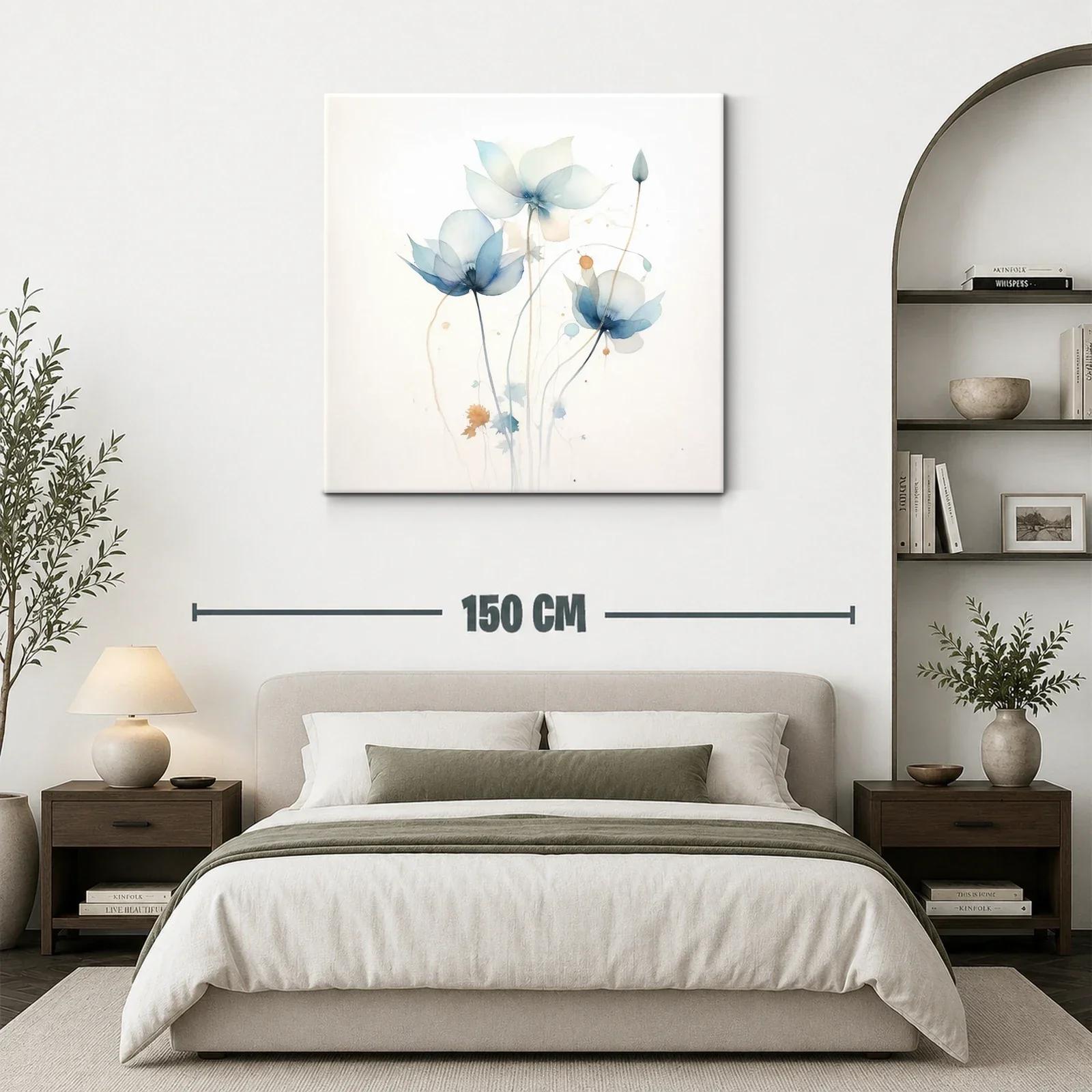 Cuadro floral con tonos suaves en azul y beige — miniatura 3