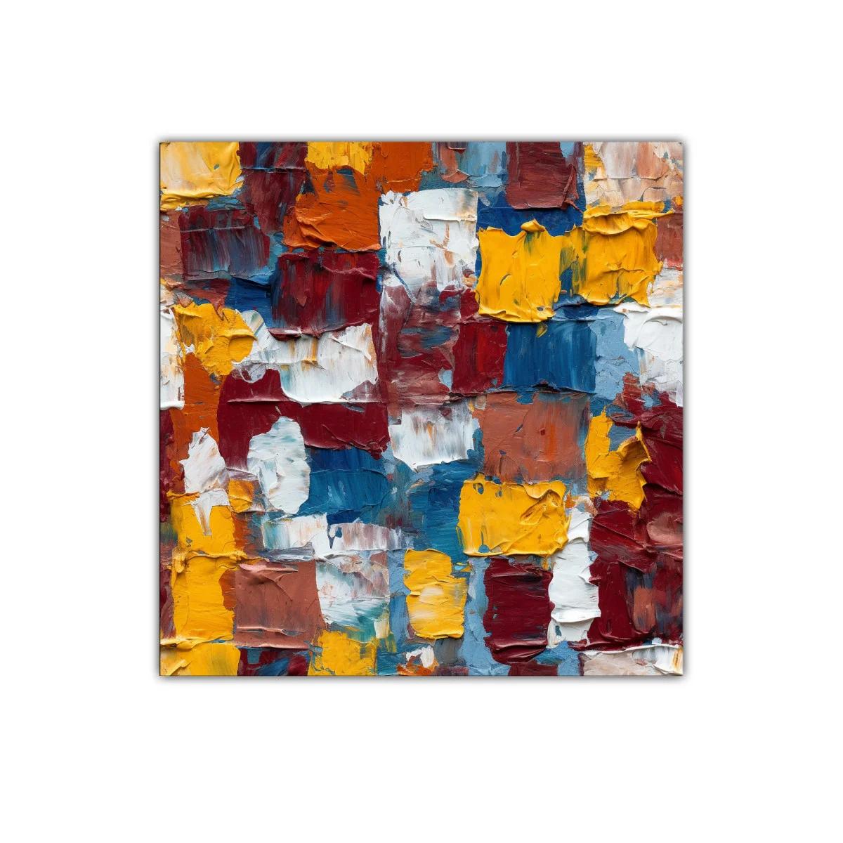 Cuadro abstracto con vibrantes bloques de color y textura
