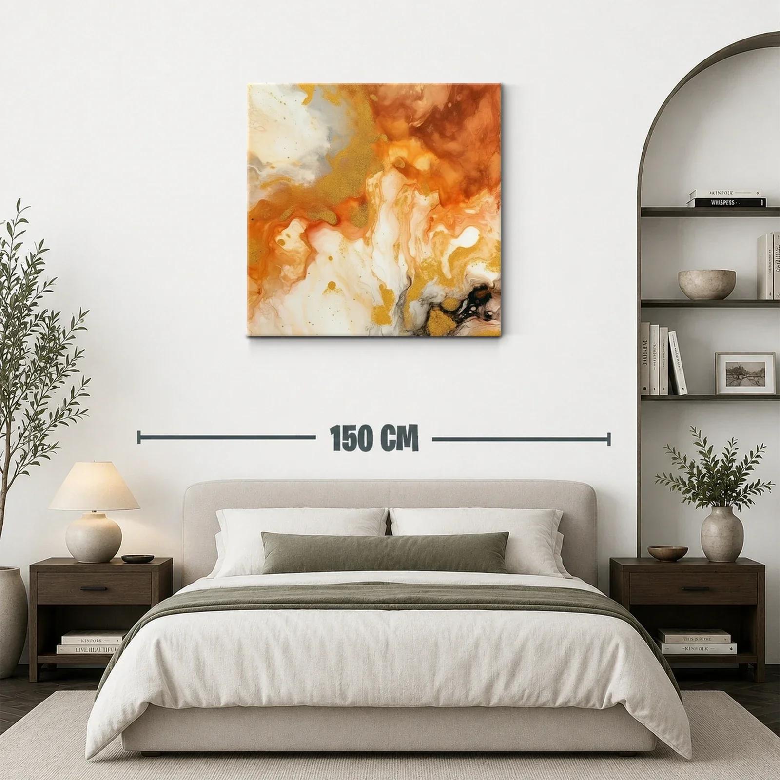Cuadro abstracto con tonos cálidos y dorados — miniatura 3