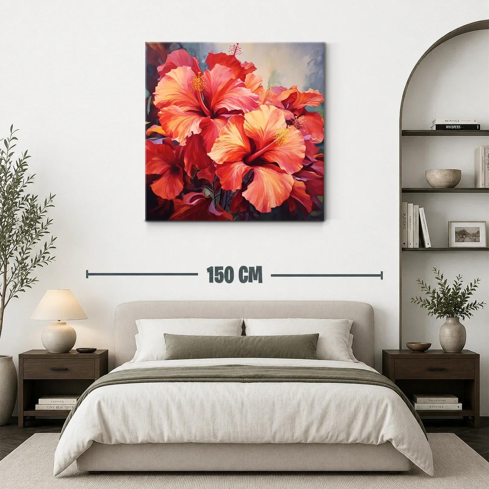 Cuadro de flores vibrantes en tonos rojos y naranjas — miniatura 3