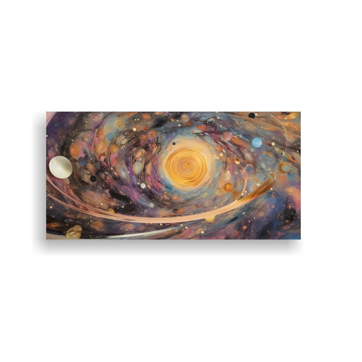 Cuadro galaxia espiral con remolino diagonal y núcleo luminoso