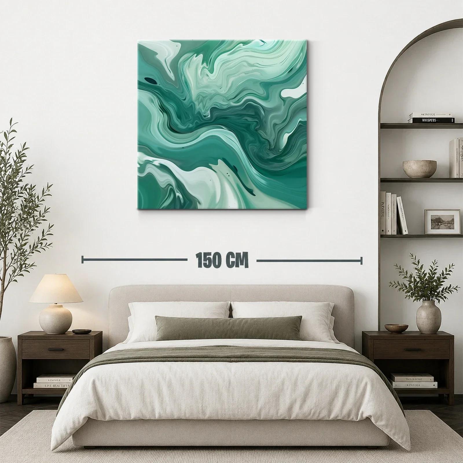 Arte abstracto fluido en tonos verdes y blancos — miniatura 3