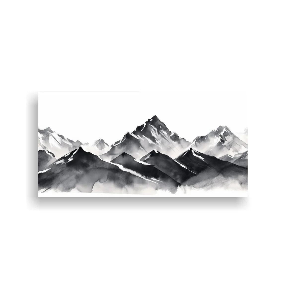 Cuadro cordillera de montañas en tinta y bruma — imagen principal