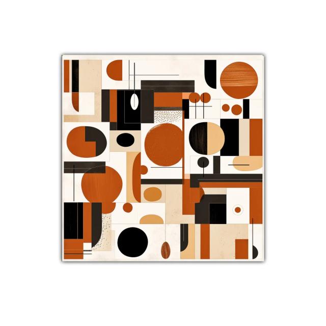 Composición geométrica con tonos terracota y negro
