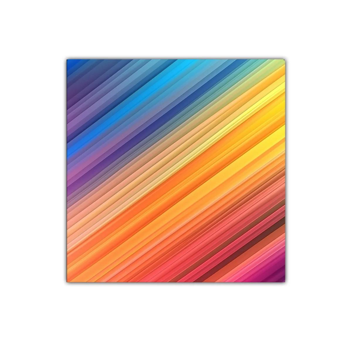 Cuadro decorativo con líneas diagonales y degradados vibrantes