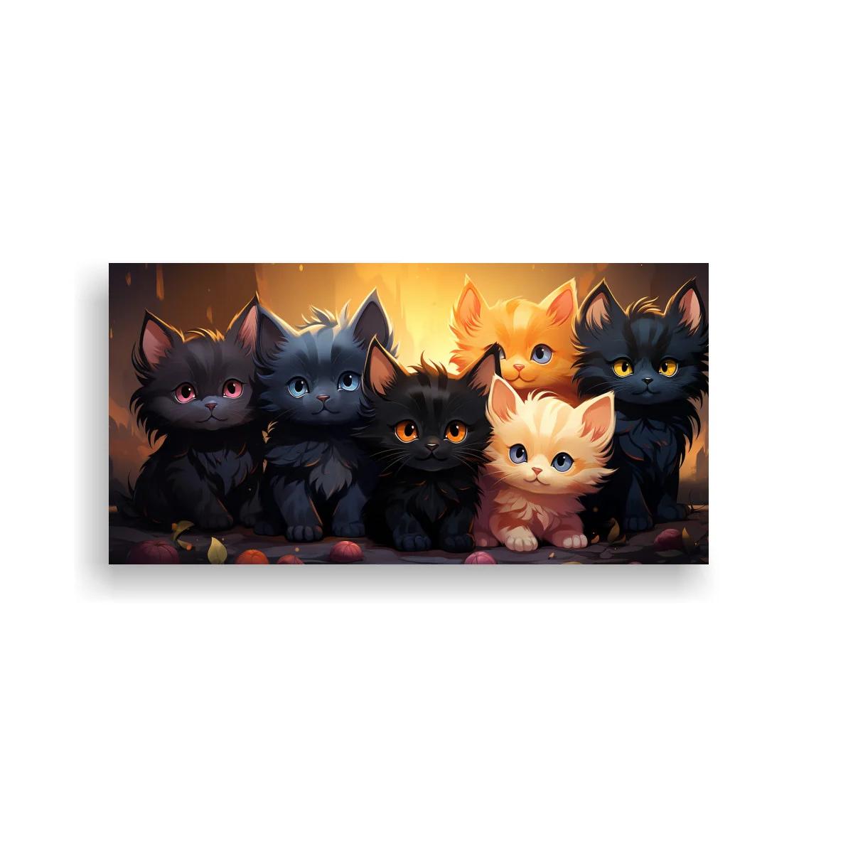 Cuadro grupo de gatitos con ojos grandes y brillantes