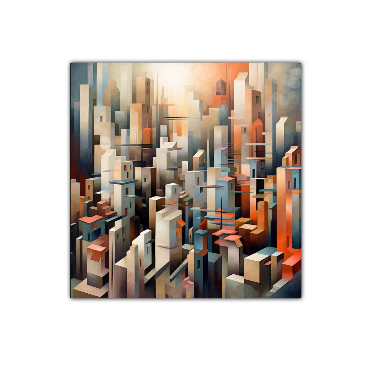 Ciudad futurista con tonos cálidos y fríos — imagen principal