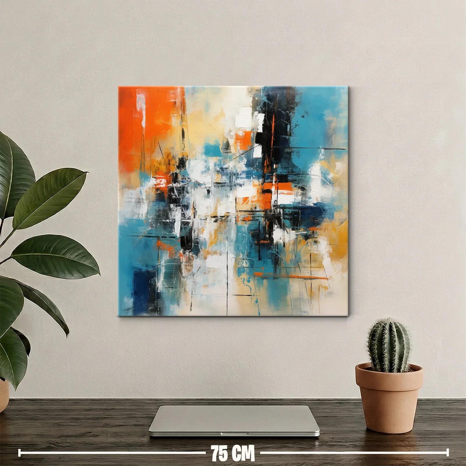 Composición abstracta con tonos cálidos y fríos vibrantes — miniatura 2