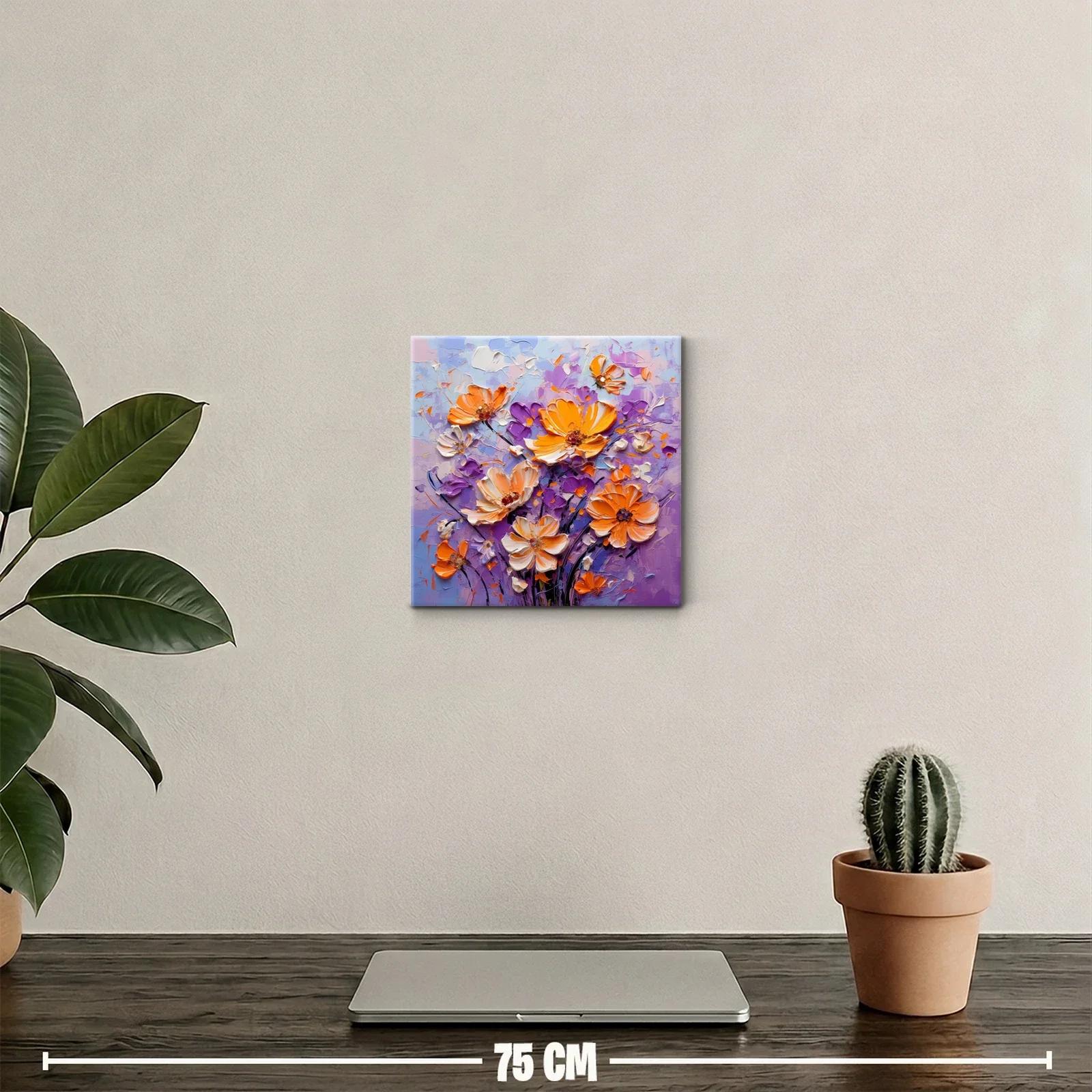Ramo moderno con flores naranjas y violetas vibrantes — miniatura 2