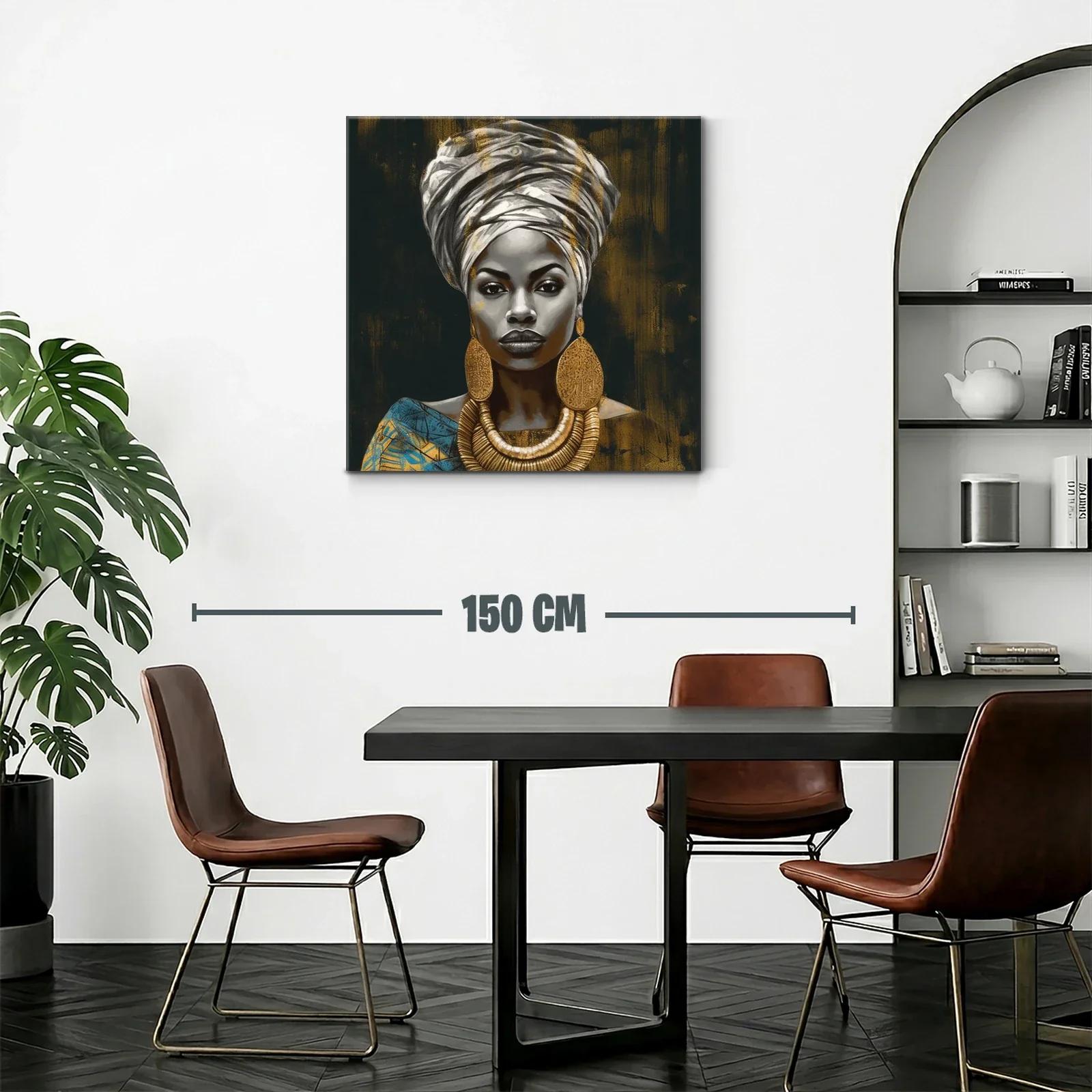 Retrato elegante de mujer con joyas doradas y turbante — miniatura 2