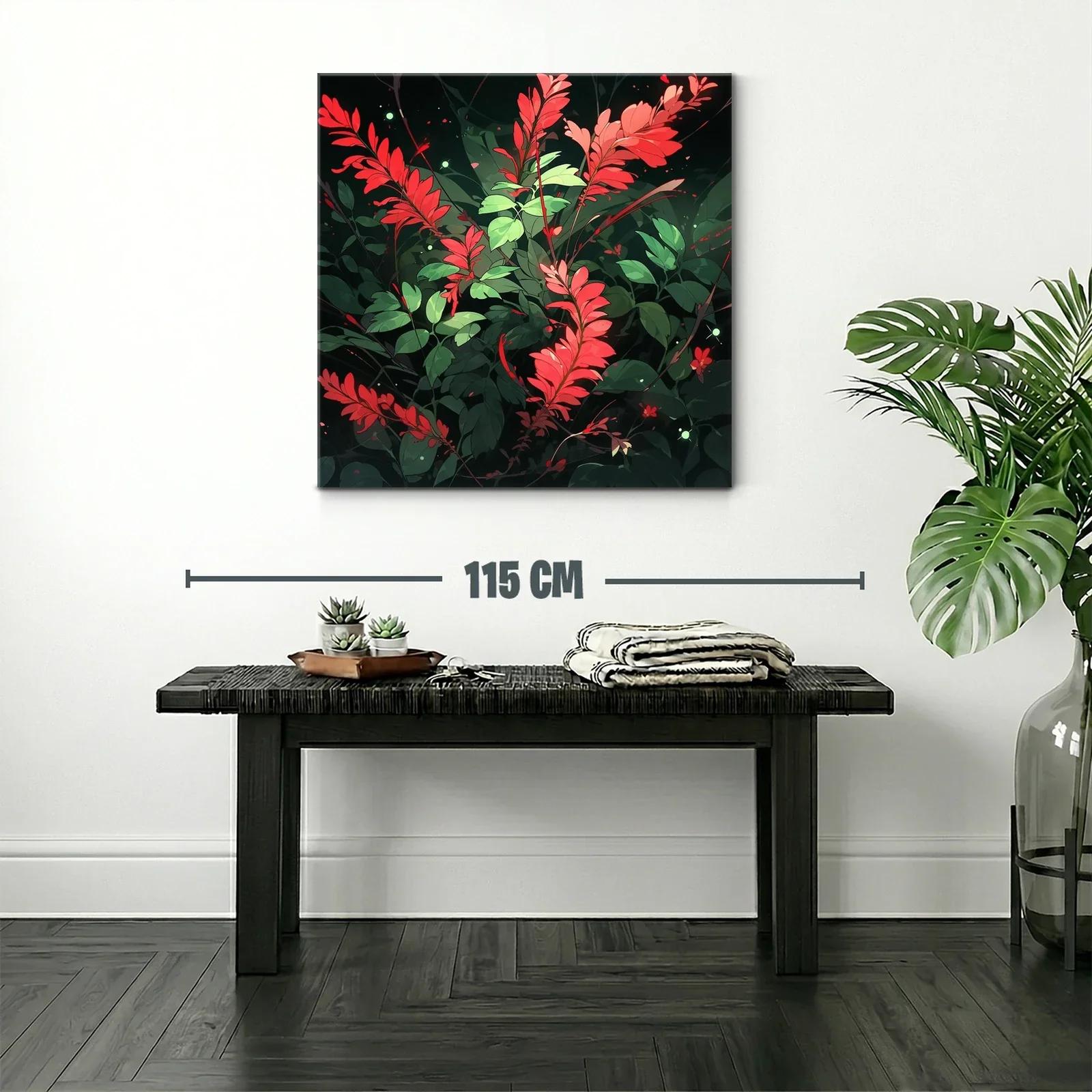 Exuberante composición floral con hojas rojas y verdes vibrantes — miniatura 2