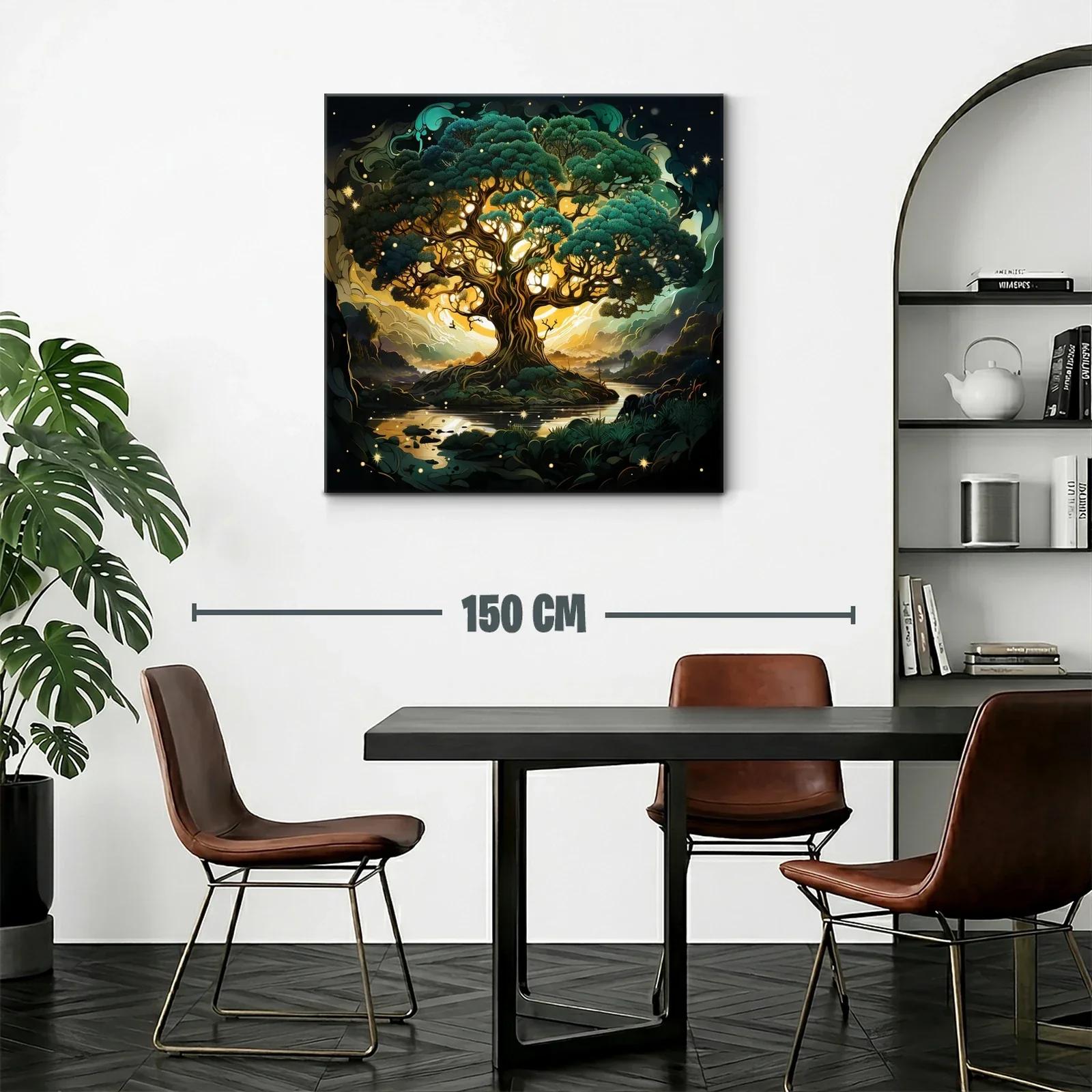 Árbol mágico iluminado con tonos verdes y dorados — miniatura 2