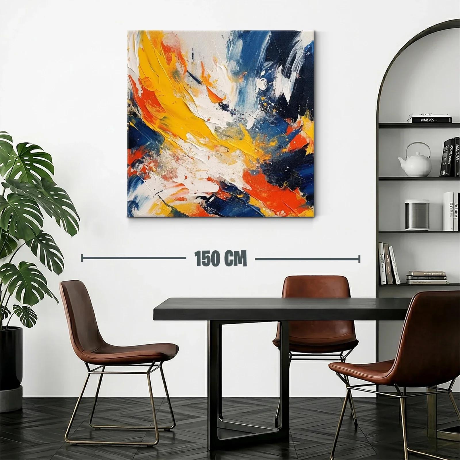 Cuadro abstracto con vivos contrastes en tonos cálidos y fríos — miniatura 2