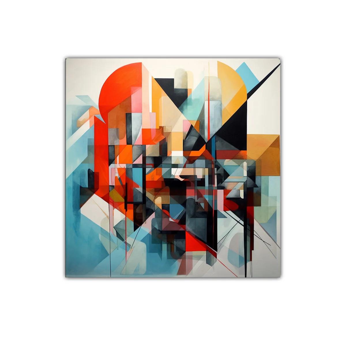 Cuadro abstracto con geometría y colores vibrantes — imagen principal