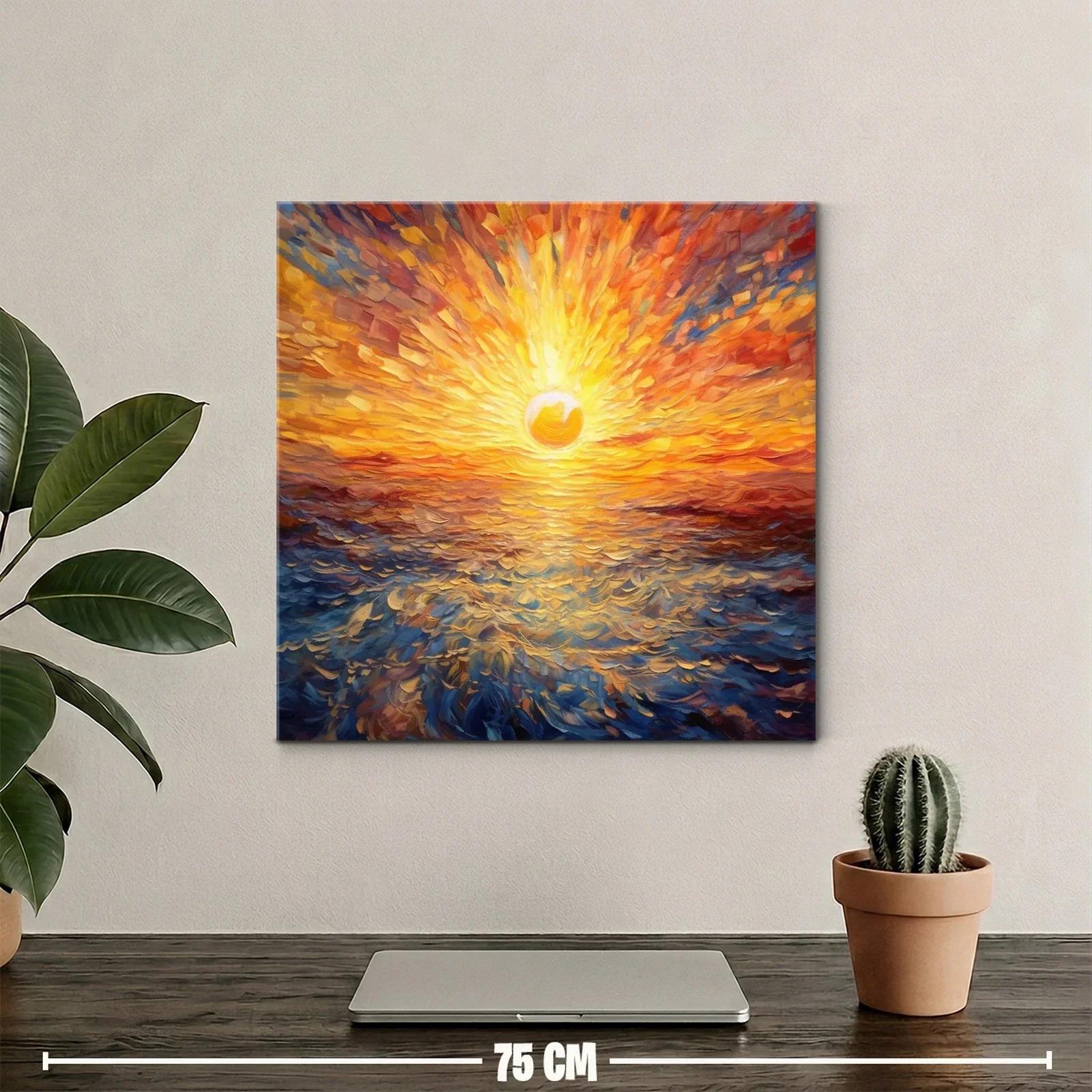 Cuadro vibrante de amanecer sobre el mar en tonos cálidos — miniatura 2