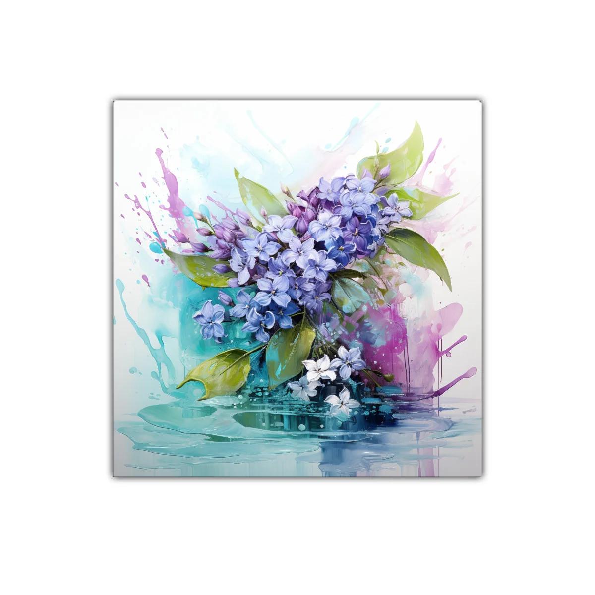 Cuadro floral con lilas y tonos acuarelados suaves — imagen principal