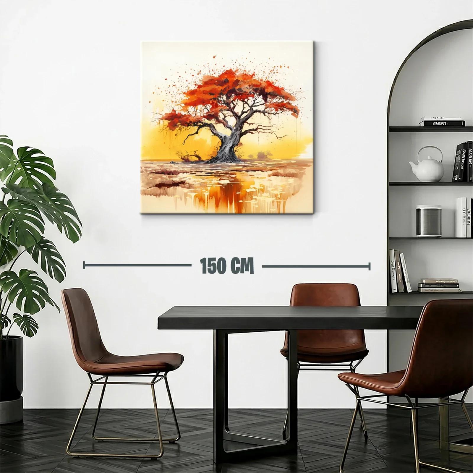Árbol con follaje rojizo en paisaje cálido y sereno — miniatura 2