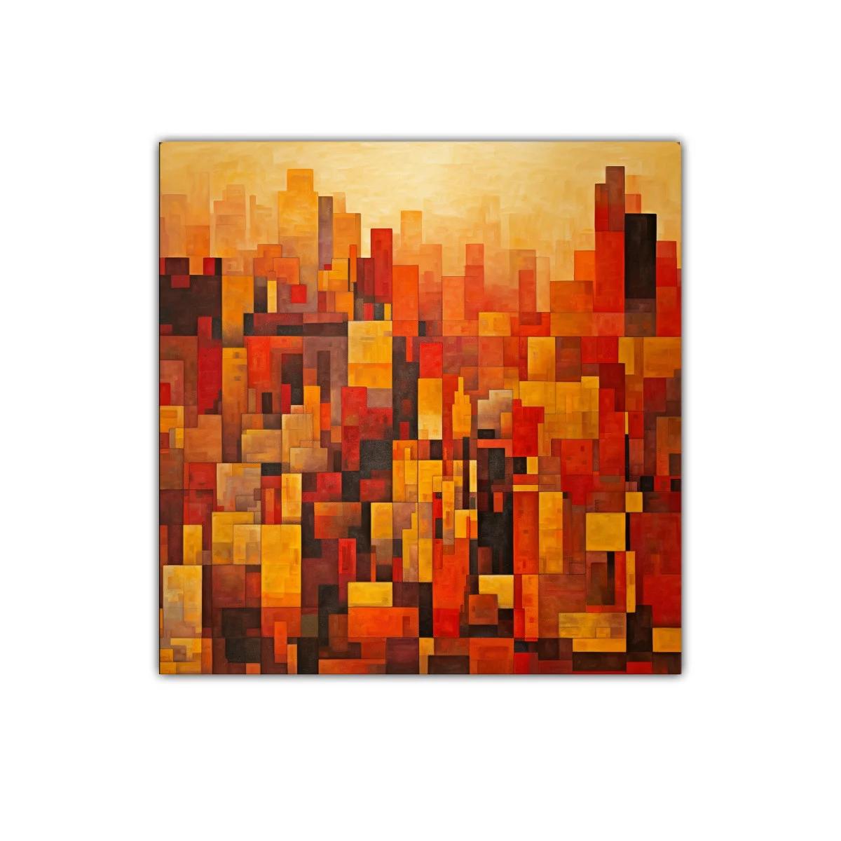 Cuadro abstracto con formas geométricas en tonos cálidos — imagen principal