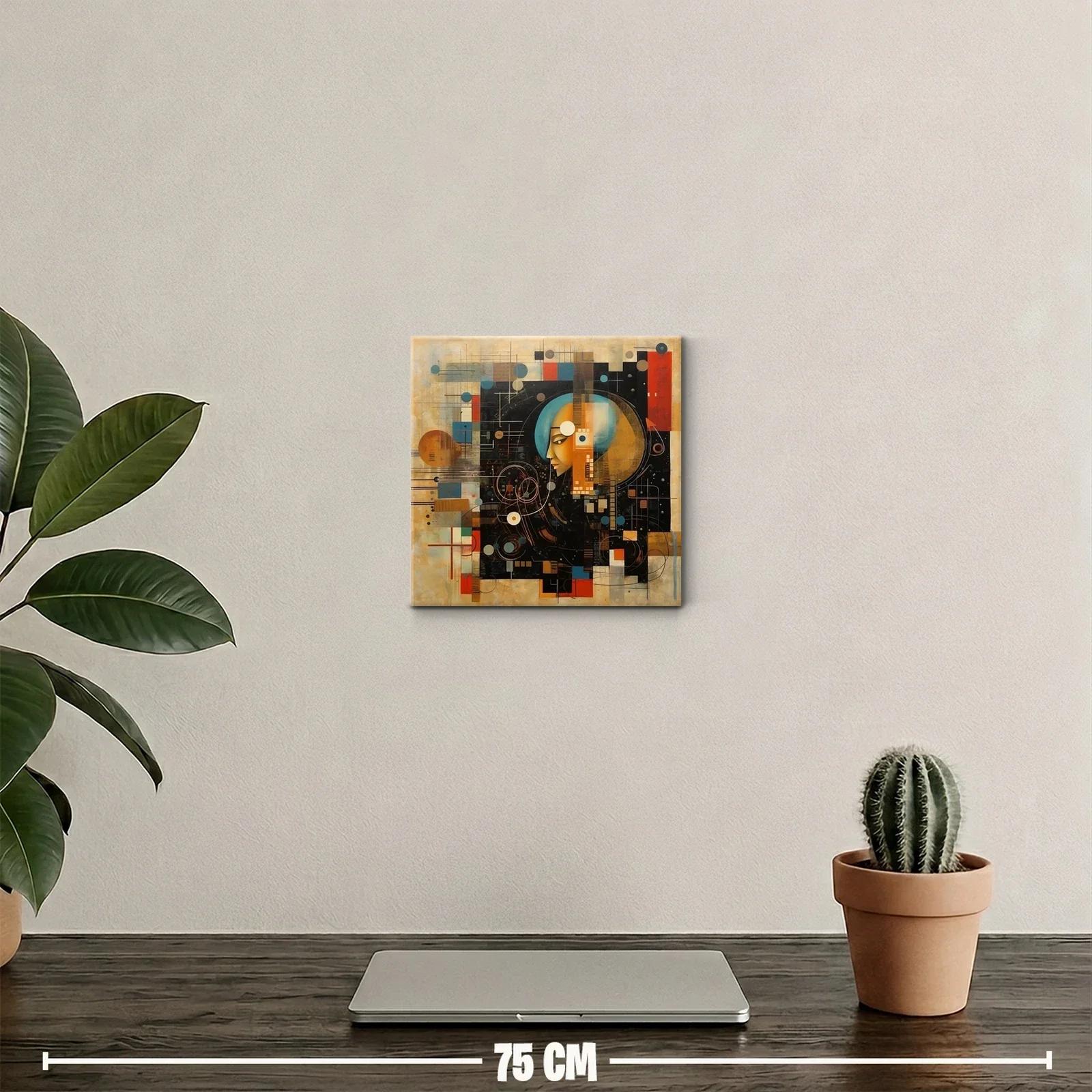 Composición abstracta con perfil femenino y geometría — miniatura 2