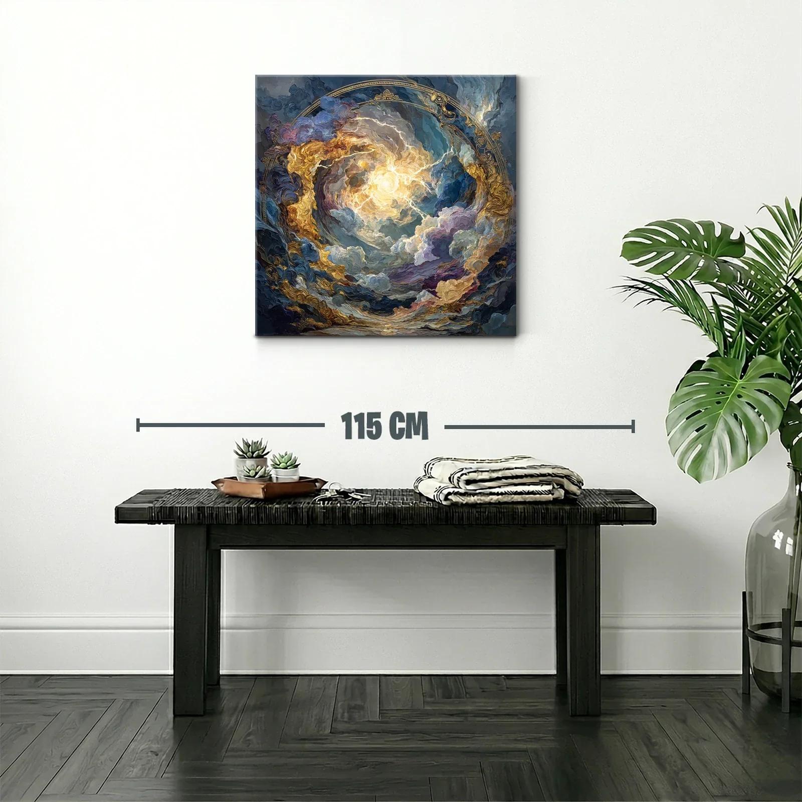 Cuadro celestial con vibrantes destellos dorados y azules — miniatura 2