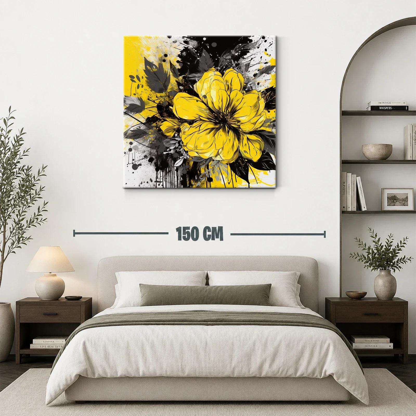 Flor amarilla brillante con hojas en tonos oscuros — miniatura 3